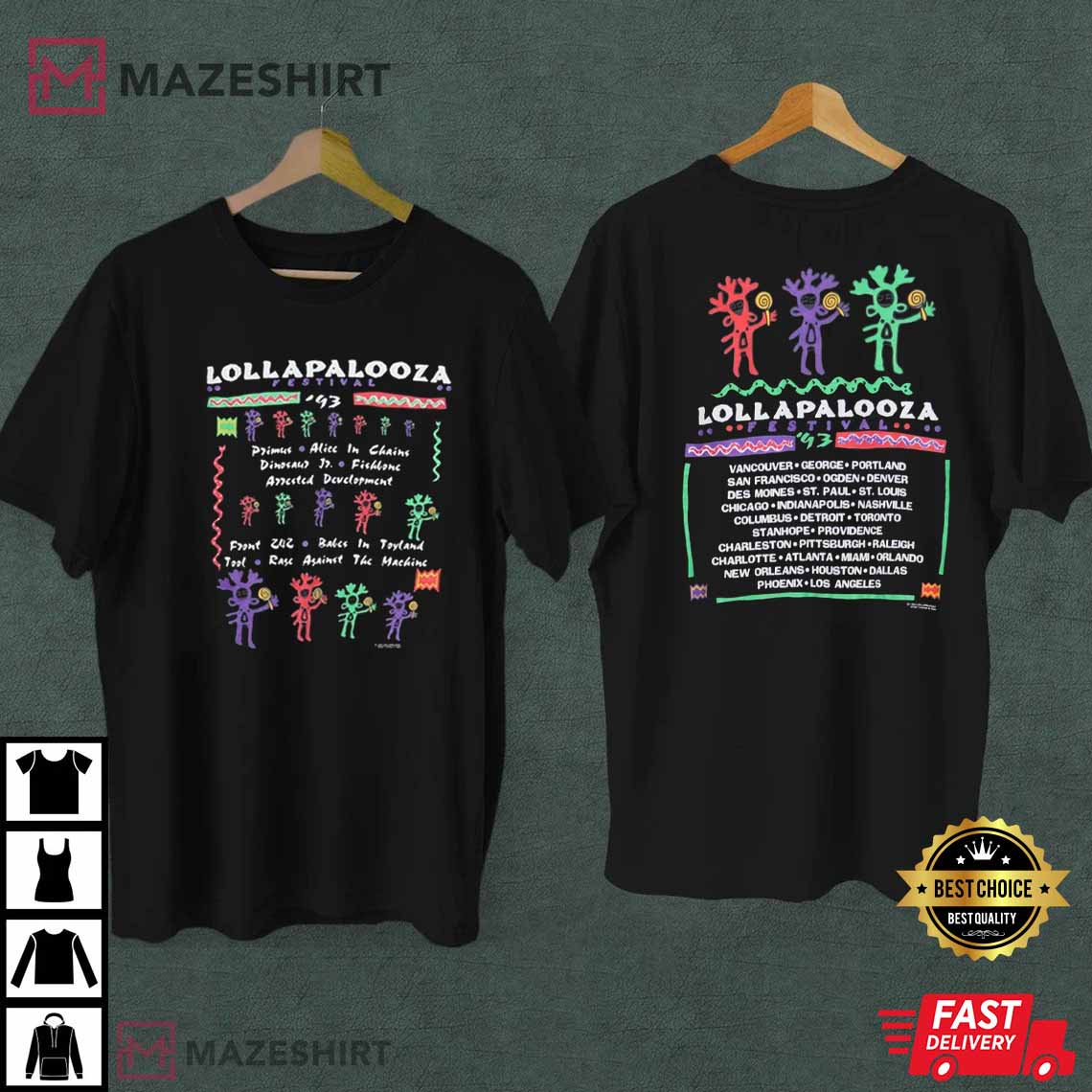 Lollapalooza, Vintage 1993 Lollapalooza Tour Concert Gift T-Shirt