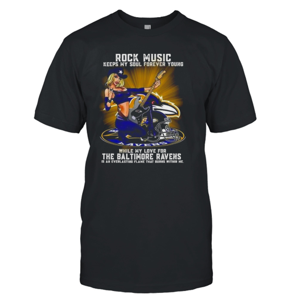 Baltimore Ravens Rock Music Keep My Soul Forever Young 2024 Shirt