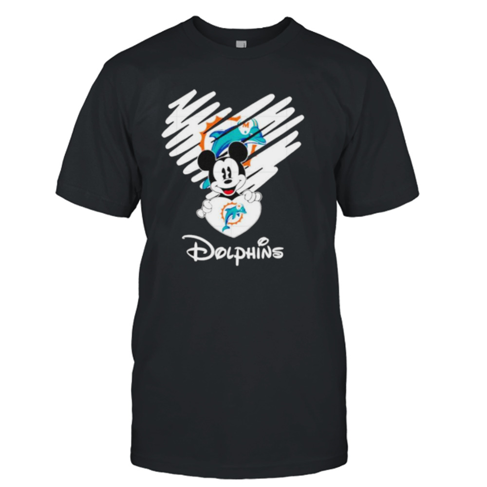 Mickey heart Miami Dolphins shirt