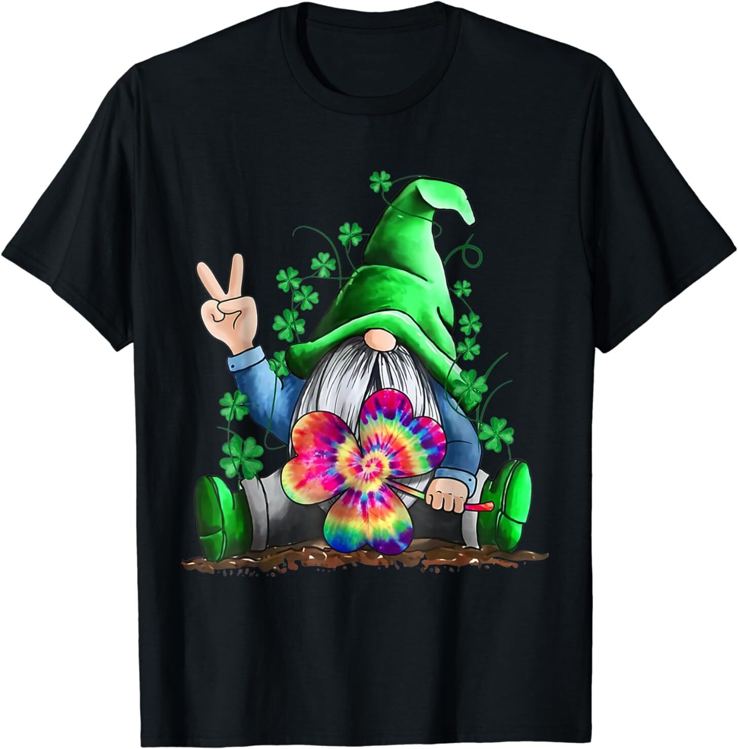Gnome Tie Dye Shamrock St Patricks Day 2024 Men Women T-shirt