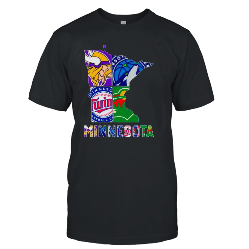Maps Minnesota Sports teams logo shirt