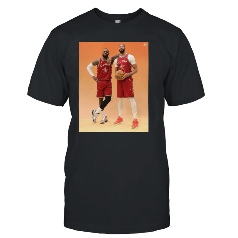 Photoshoot Fresh Dynamic Duo Lebron James-the King And Anthony Davis-ad Of Los Angeles Lakers In Nba All-star 2024 T-shirt