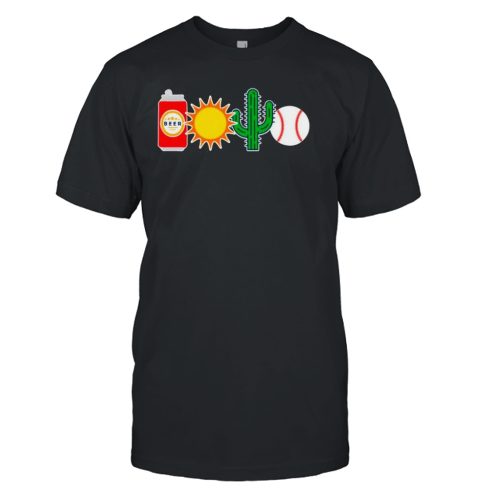 Beer sun cactus and baseball shirt