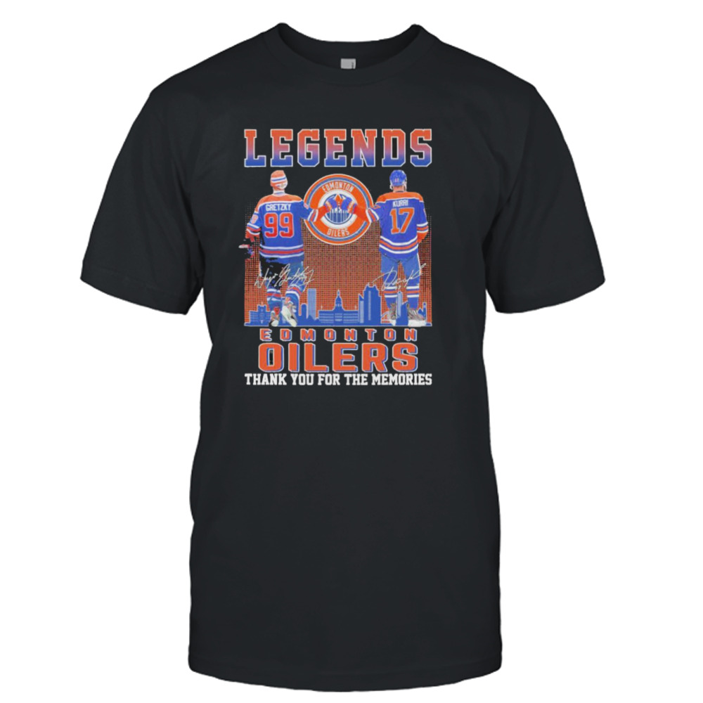 Edmonton Oilers Legend 99 Gretzky and 17 Kurri Thank You For The Memories Signatures Shirt