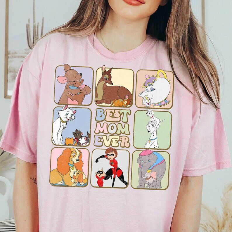 Best Mom Ever Cartoon Mom Characters Mother’s Day Tshirt Women