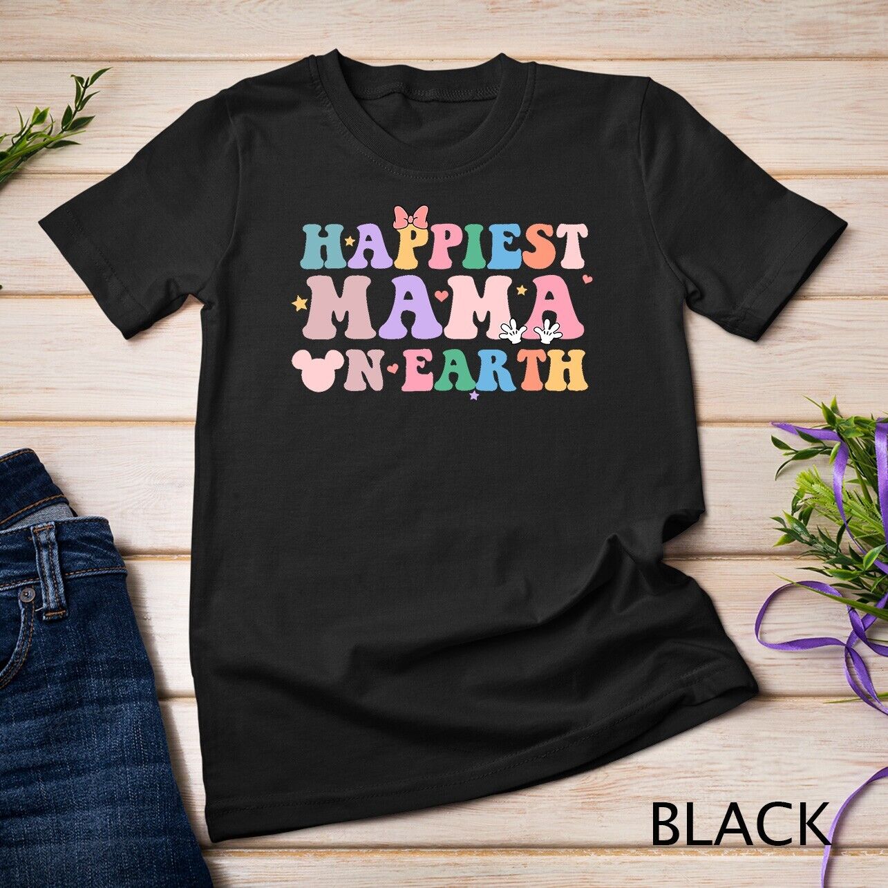 Happiest Mama On Earth Retro Groovy Mom Happy Mother’s Day Unisex T-shirt