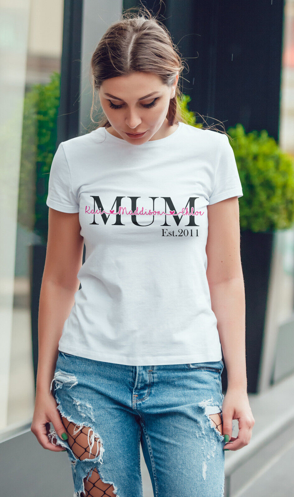 Ladies Mum Mother’s Day T-shirt Up To 4 Children’s Names Mother’s Day Gift