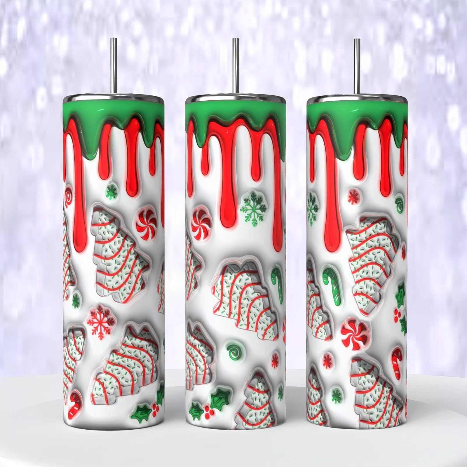 Christmas Tree Snack Cakes On 20 Oz Tumbler Insulated Coffee Cup