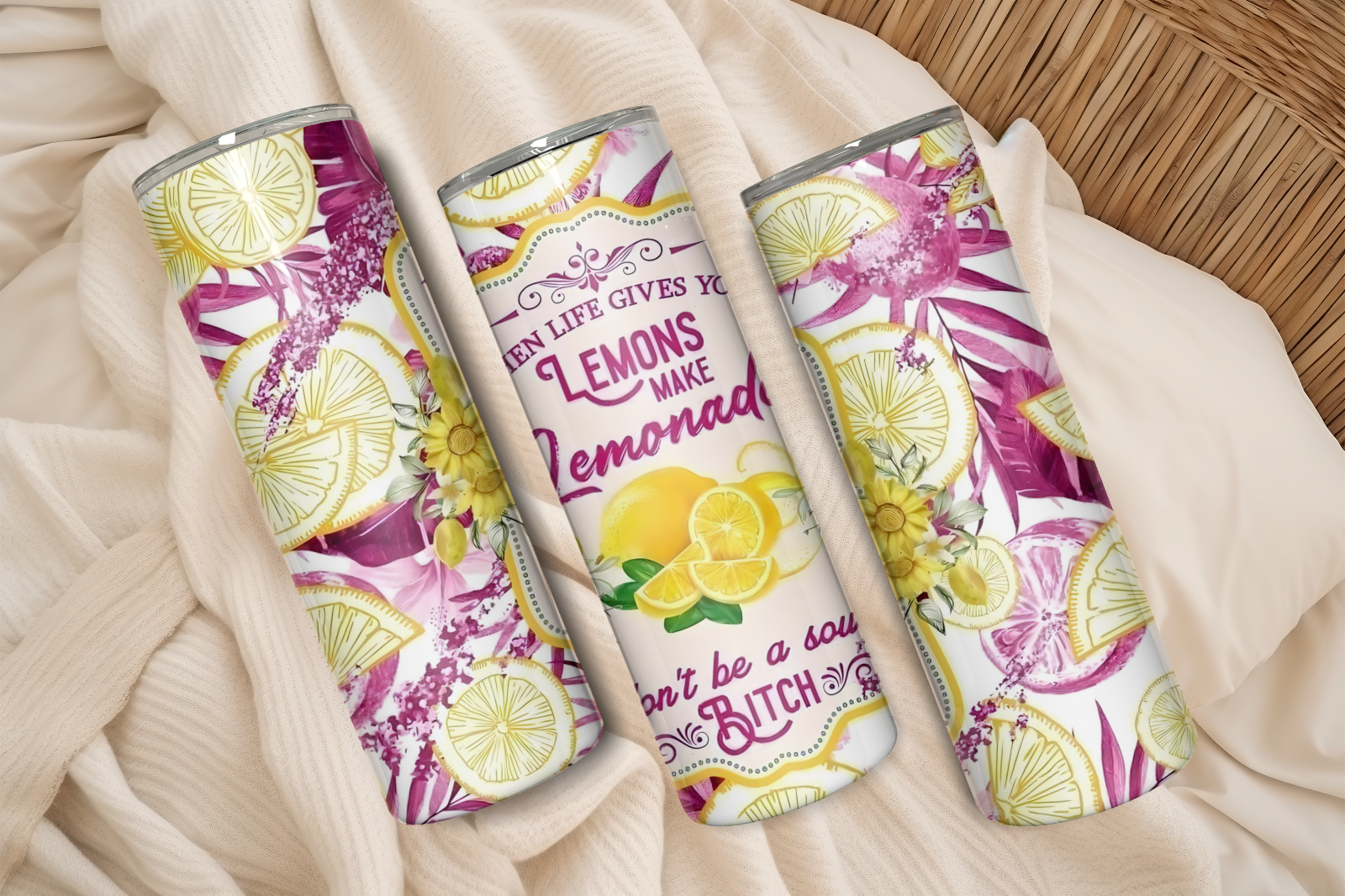 Tumbler Skinny 20oz With Lid – When Life Gives You Lemons Make Lemonade