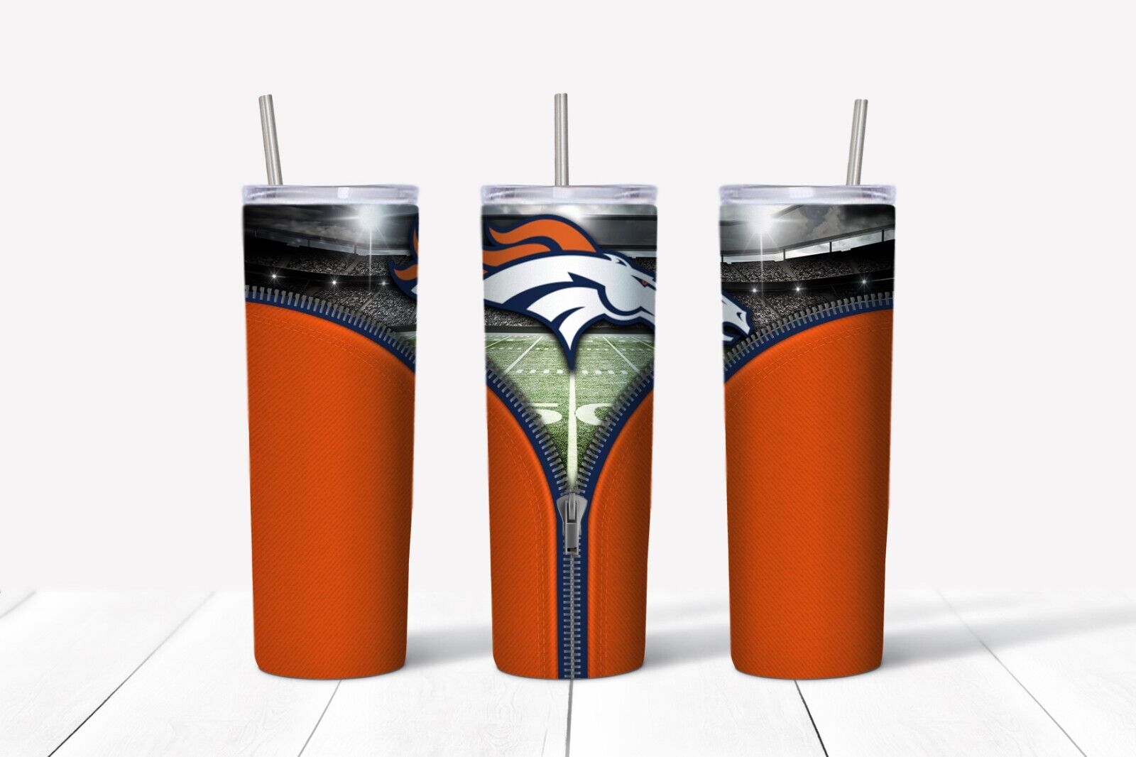 Tumbler Skinny 20oz With Lid – Zipper Denver Broncos – Nfl