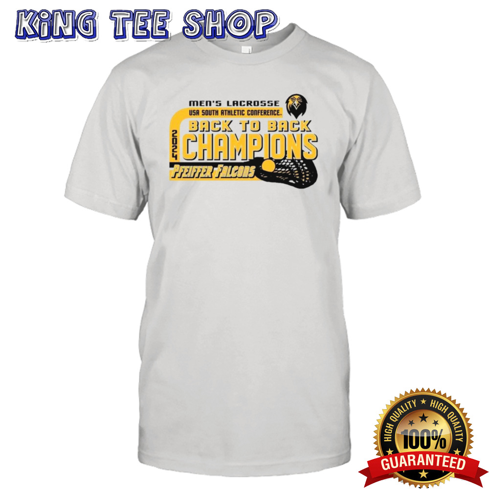 Pfeiffer Falcons 2024 Men’S Lacrosse Usa Sac Back To Back Champions Tee