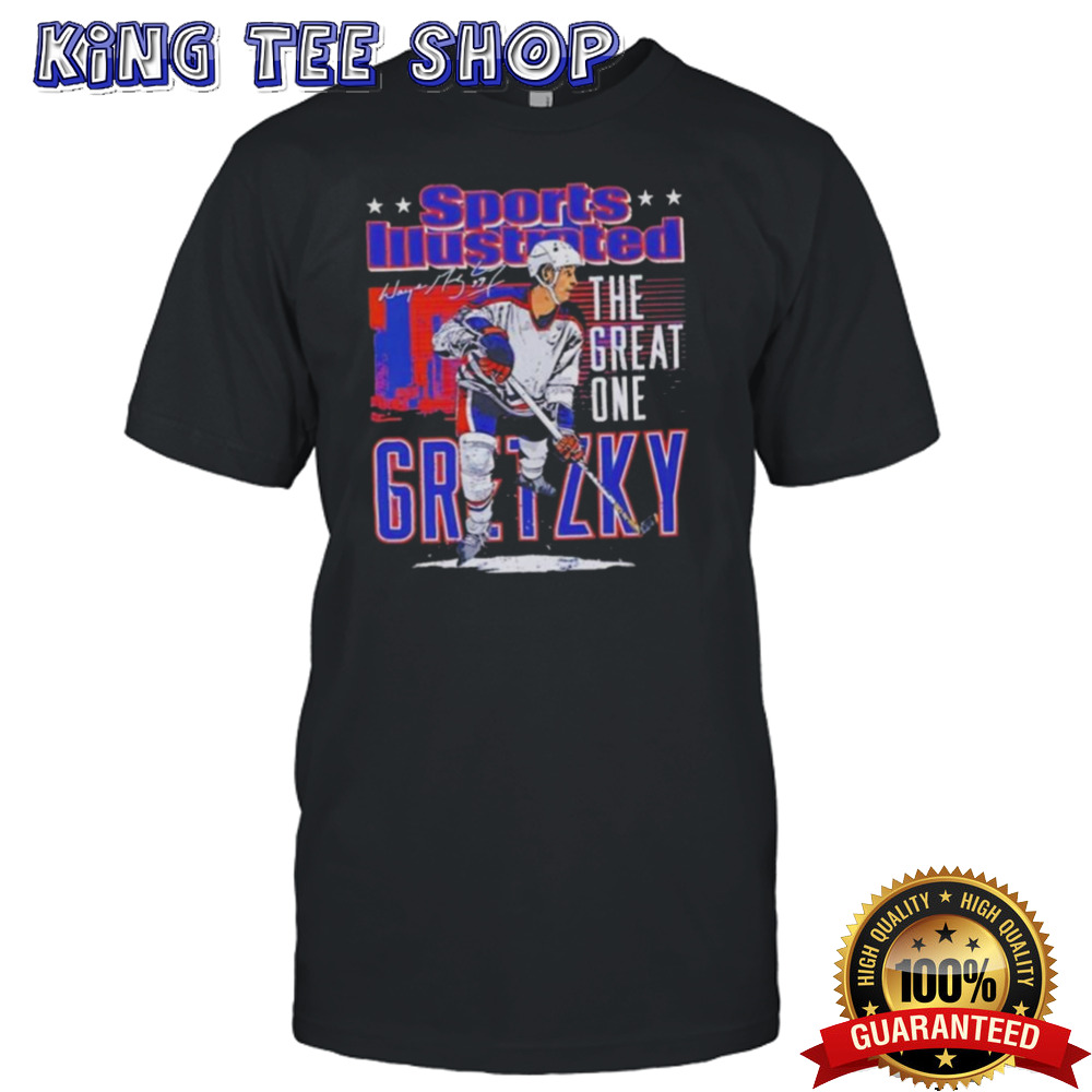 Edmonton Oilers Wayne Gretzky The Great One Sports Illustrated And Edmonton Skyline Signature Tee