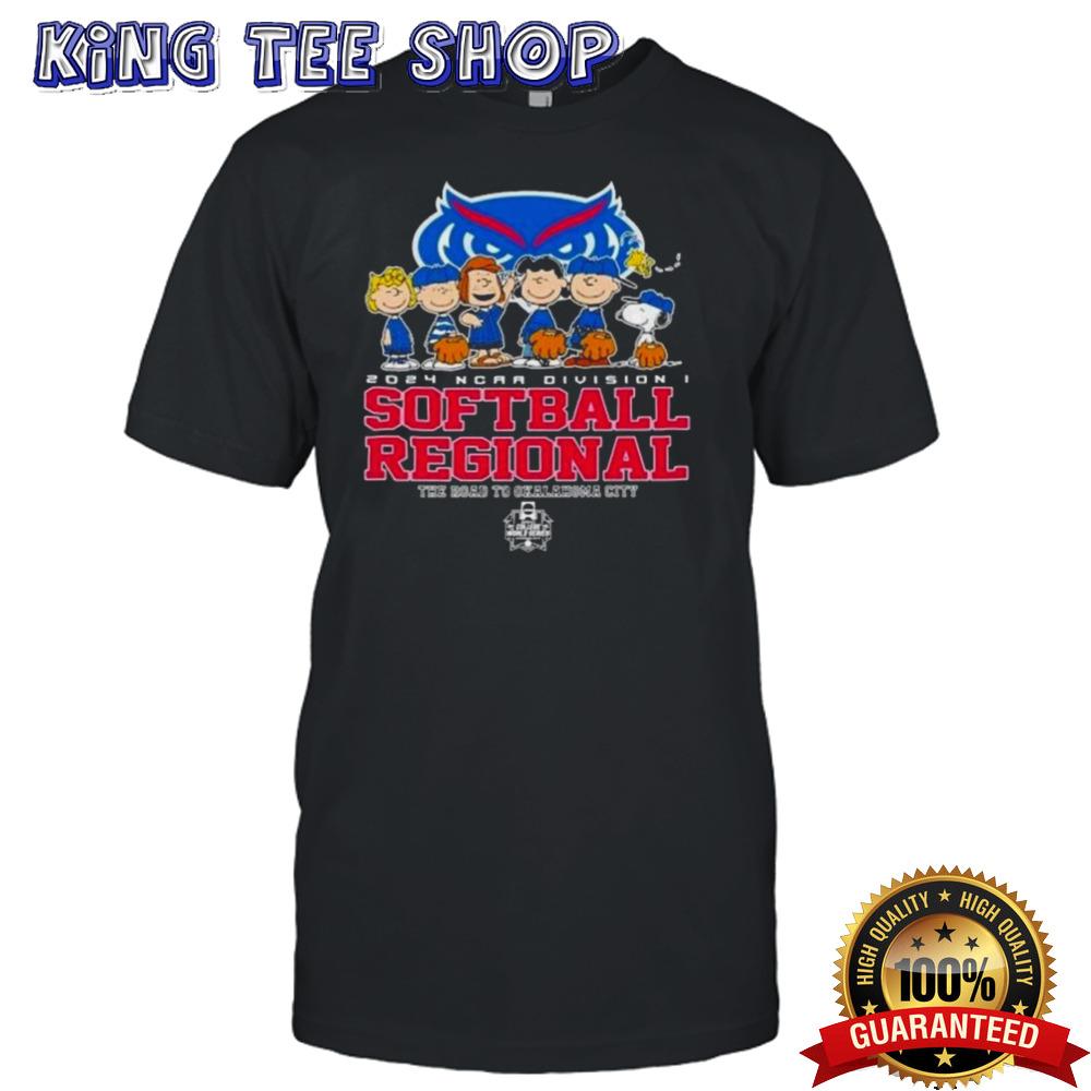 Peanuts Characters 2024 NCAA Division I Softball Regional Florida Atlantic Owls Logo Shirt