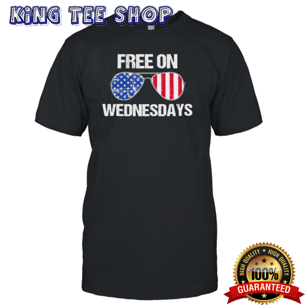 Official Free on Wednesdays Sunglasses American Flag Funny Joe Biden Political T-Shirt