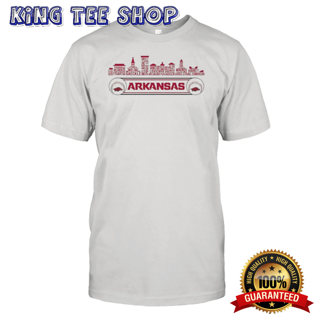 Arkansas Razorbacks Baseball Skyline Players Name Shirt