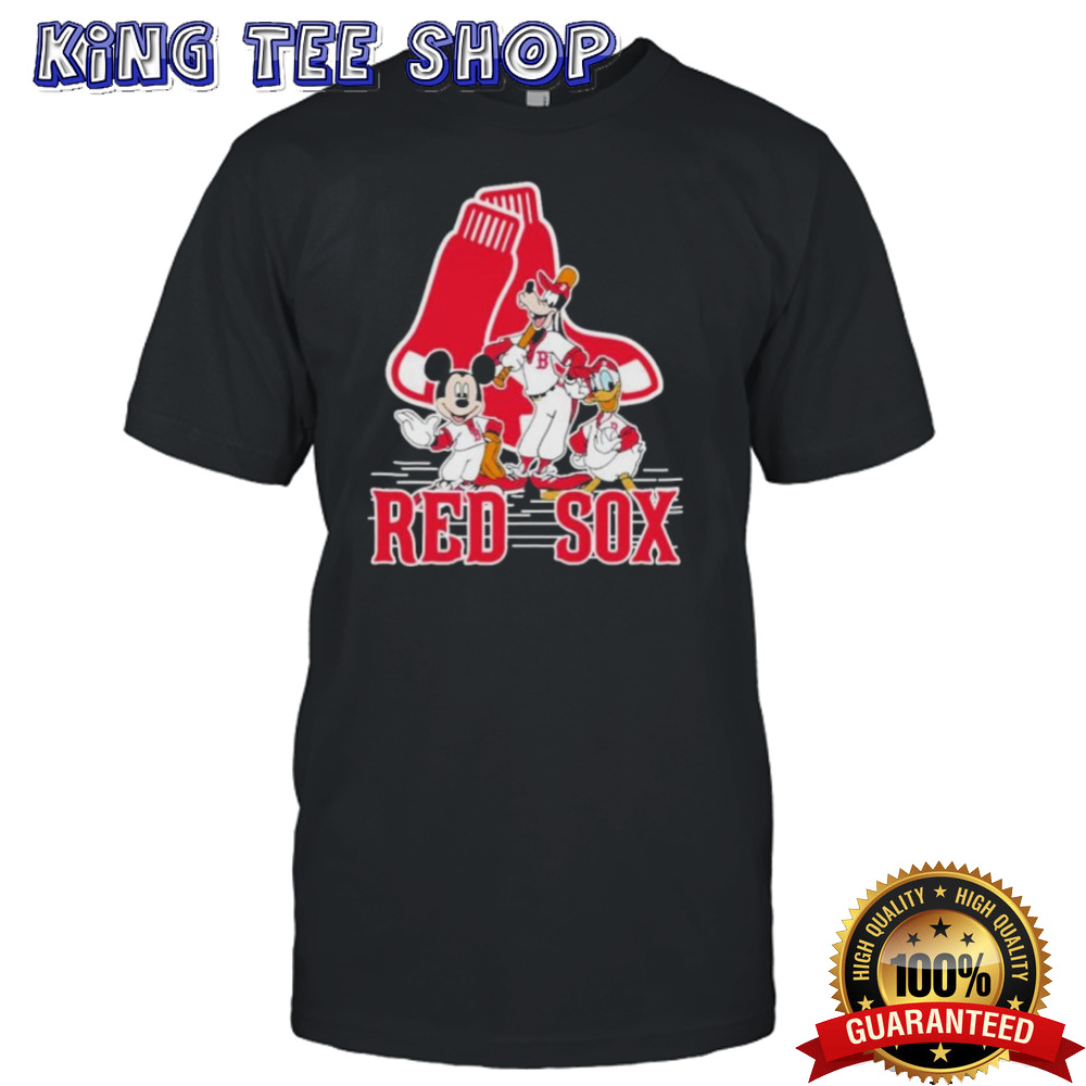 Disney Mickey Characters Boston Red Sox Baseball Shirt