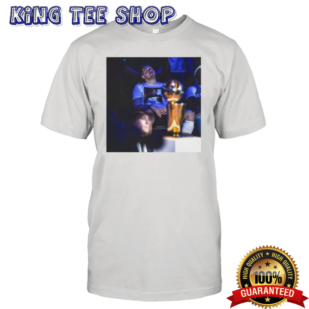 Luka Doncic mind on the trophy shirt