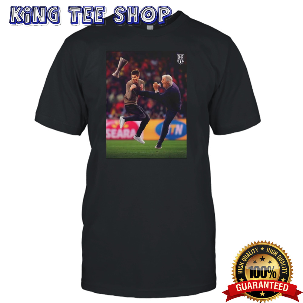 Meme Coach Gian Piero Gasperini Kicks The Uefa Europa League Champions League 2024 Trophy Out Of Coach Xabi Alonso’s Hands shirt