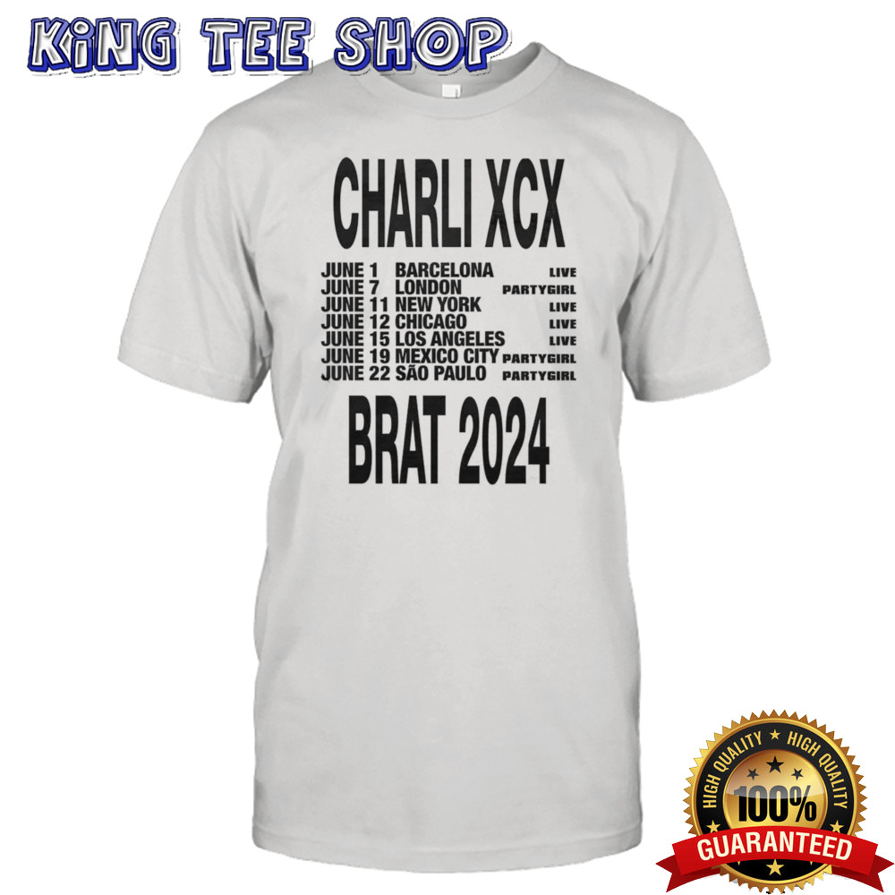 Charli XCX Brat 2024 Schedule List Date Tour shirt