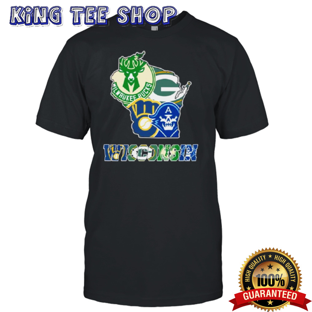 Wisconsin Map Sports Teams Logo Shirt