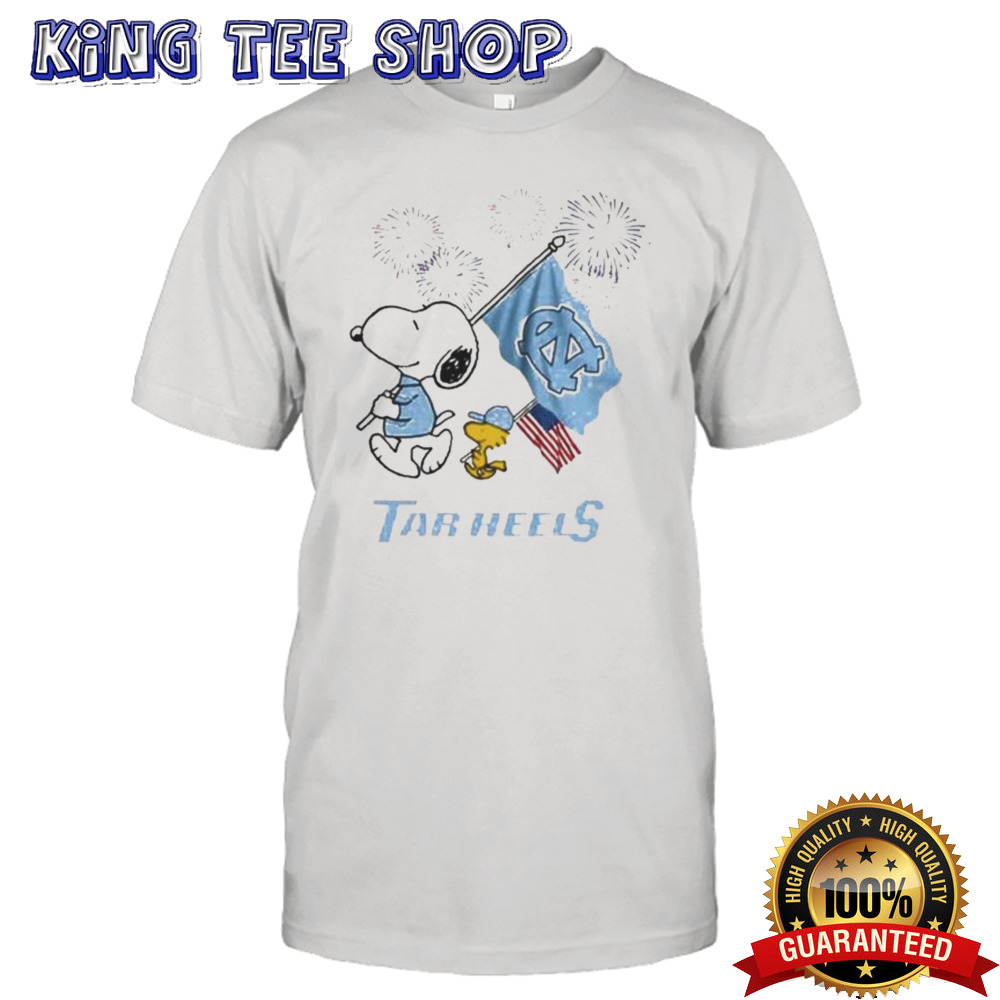 Snoopy And Woodstock Happy 4th Of July North Carolina Tar Heels Football 2024 T-shirt