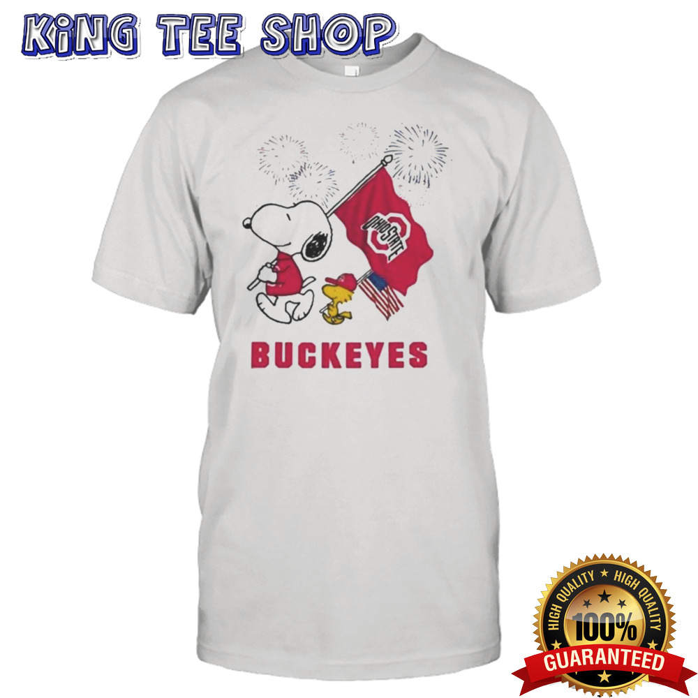 Snoopy And Woodstock Happy 4th Of July Ohio State Buckeyes Football 2024 T-shirt