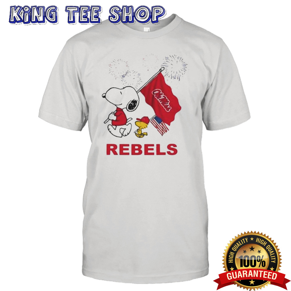 Snoopy And Woodstock Happy 4th Of July Ole Miss Rebels Football 2024 T-shirt