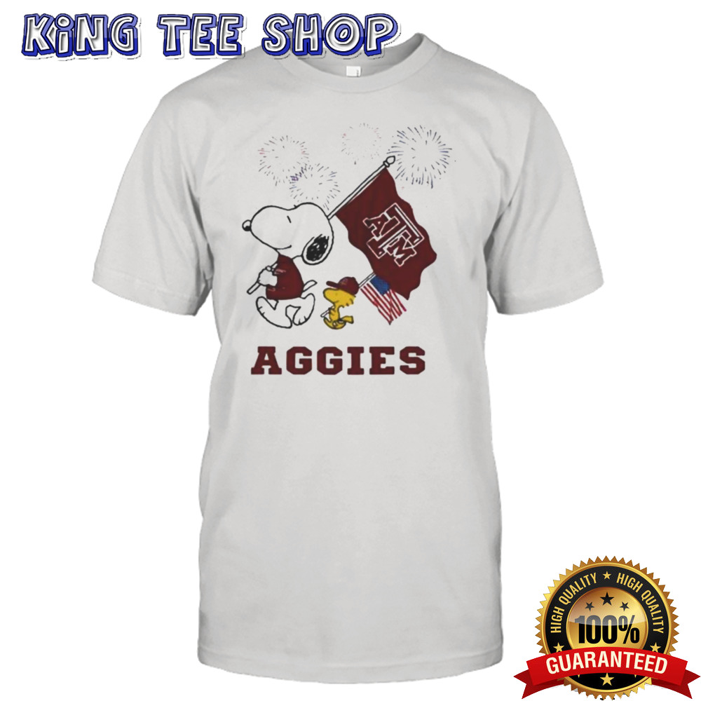 Snoopy And Woodstock Happy 4th Of July Texas A&m Aggies Football 2024 T-shirt