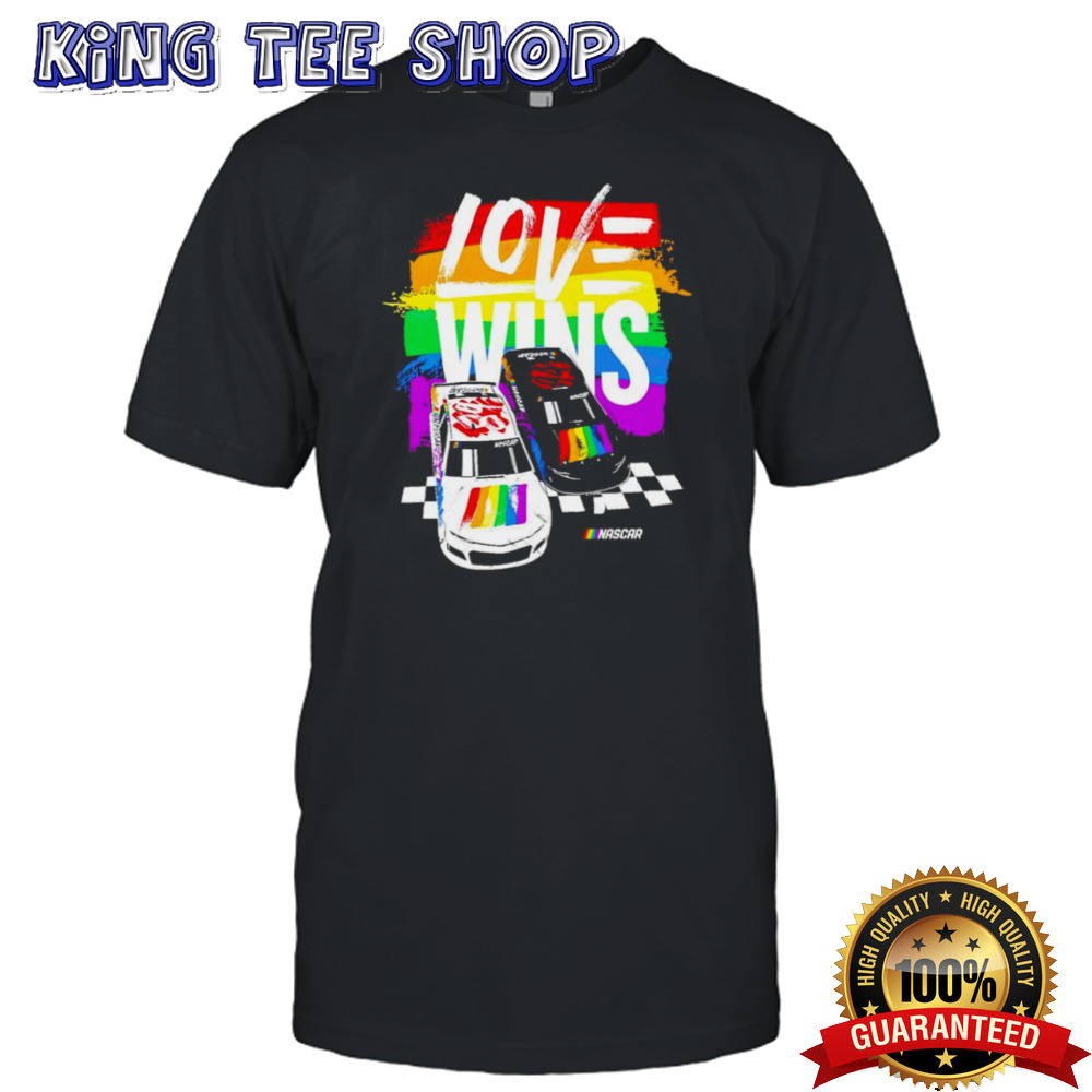 Nascar checkered flag sports love wins shirt