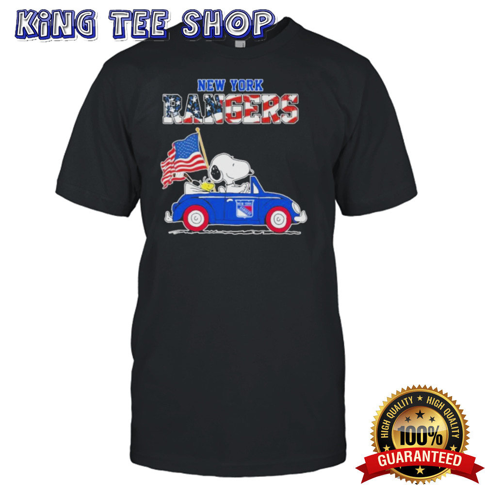 Official Peanuts Snoopy And Woodstock On Car New York Rangers Independence Day Shirt