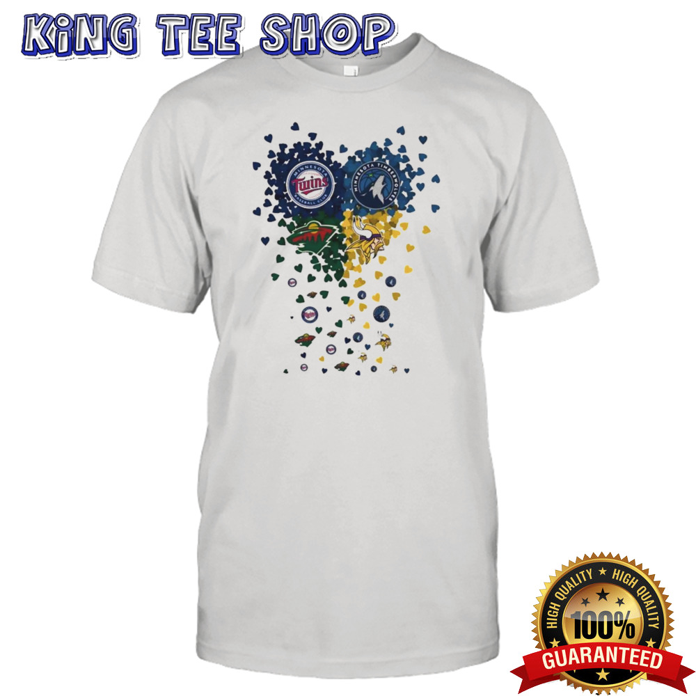 Hearts Minnesota Sports Team Twins Timberwolves Vikings And Wilds T-shirt