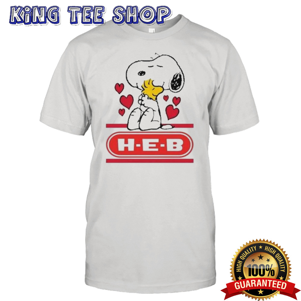 Snoopy And Woodstock Loves H E B Logo T-shirt