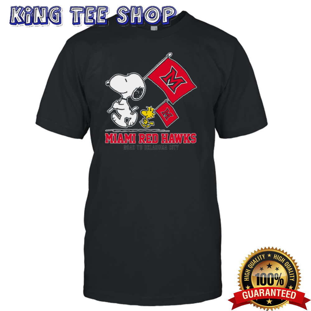 Snoopy MIAMI RED HAWKS Road To Oklahoma City flag shirt
