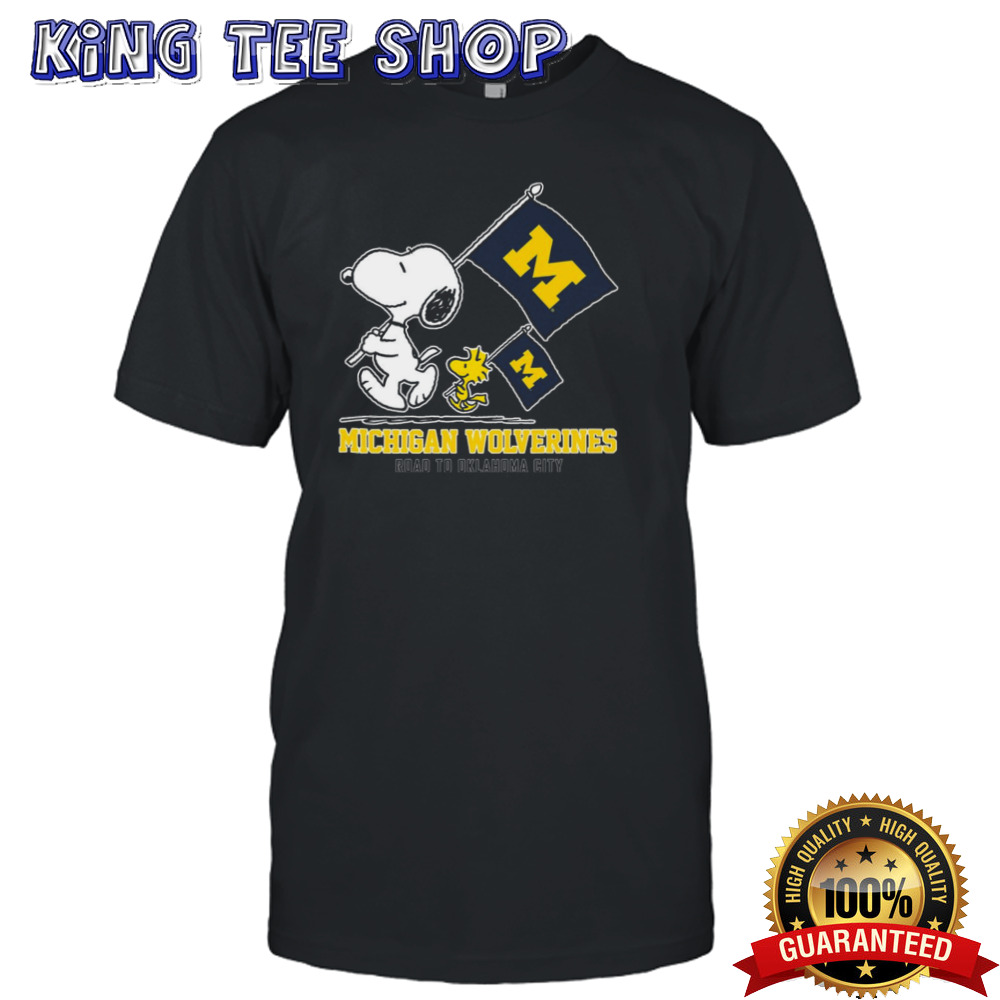 Snoopy Michigan Wolverines Road To Oklahoma City flag shirt