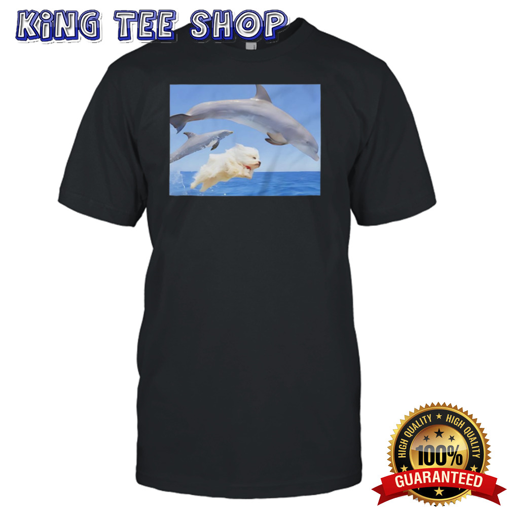 Dog swims with dolphins shirt