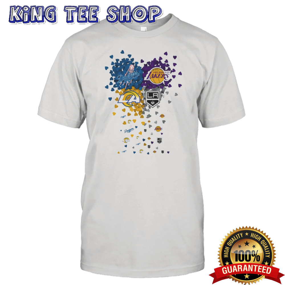 Los Angeles Sports Team Heart Dodgers Lakers Kings And Rams T-shirt