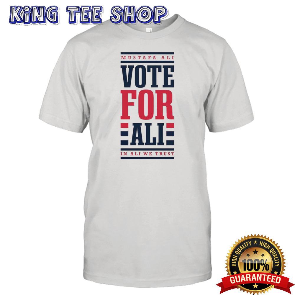 Mustafa Ali vote for Ali in Ali we trust shirt
