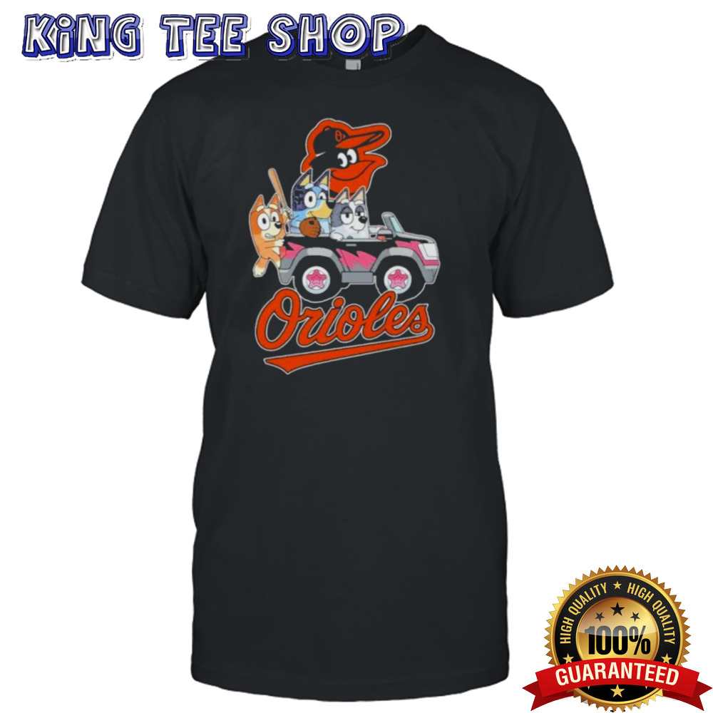 Bluey On Car Baltimore Orioles Baseball Shirt