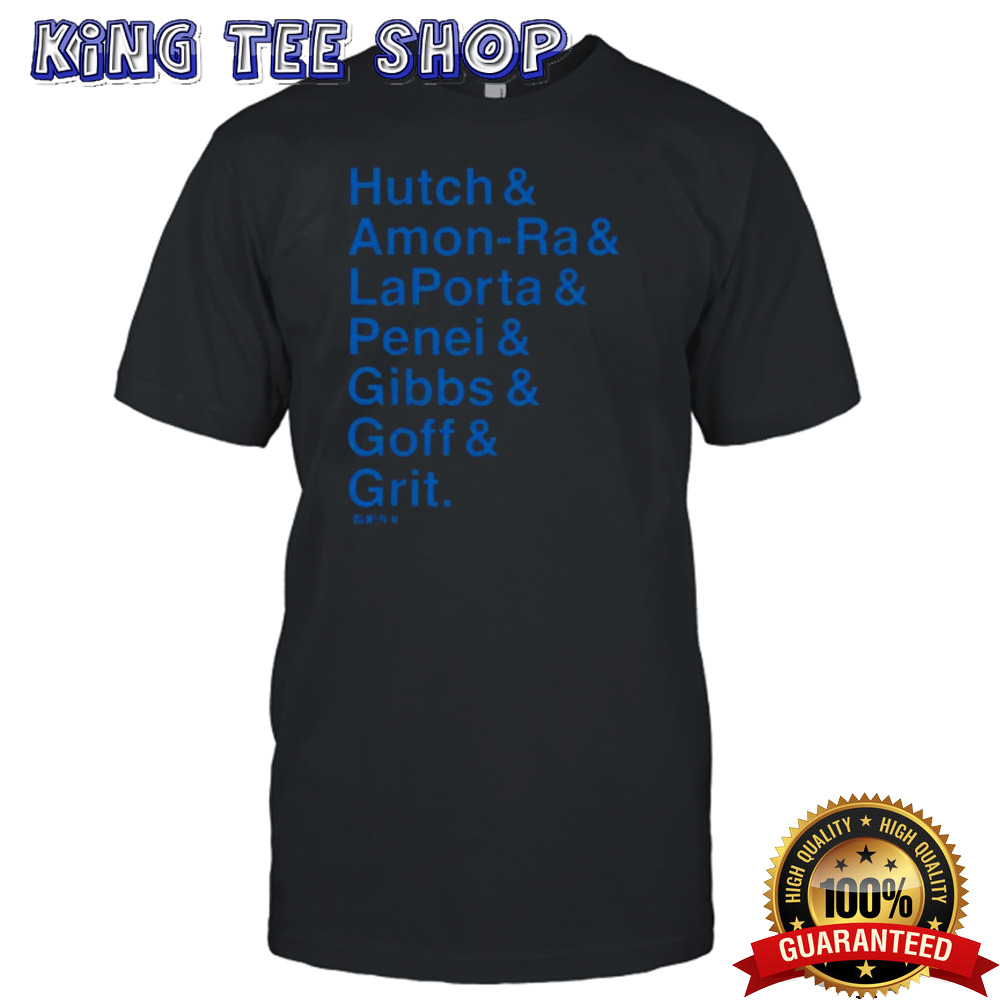 Detroit Ampersand Stars Hutch & Amon-ra & Laporta & Penei & Gibbs & Goff & Grit Shirt