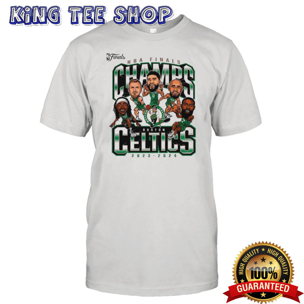 2024 Boston Celtics NBA Finals Champions Pull Up Jumper Caricature White Shirt