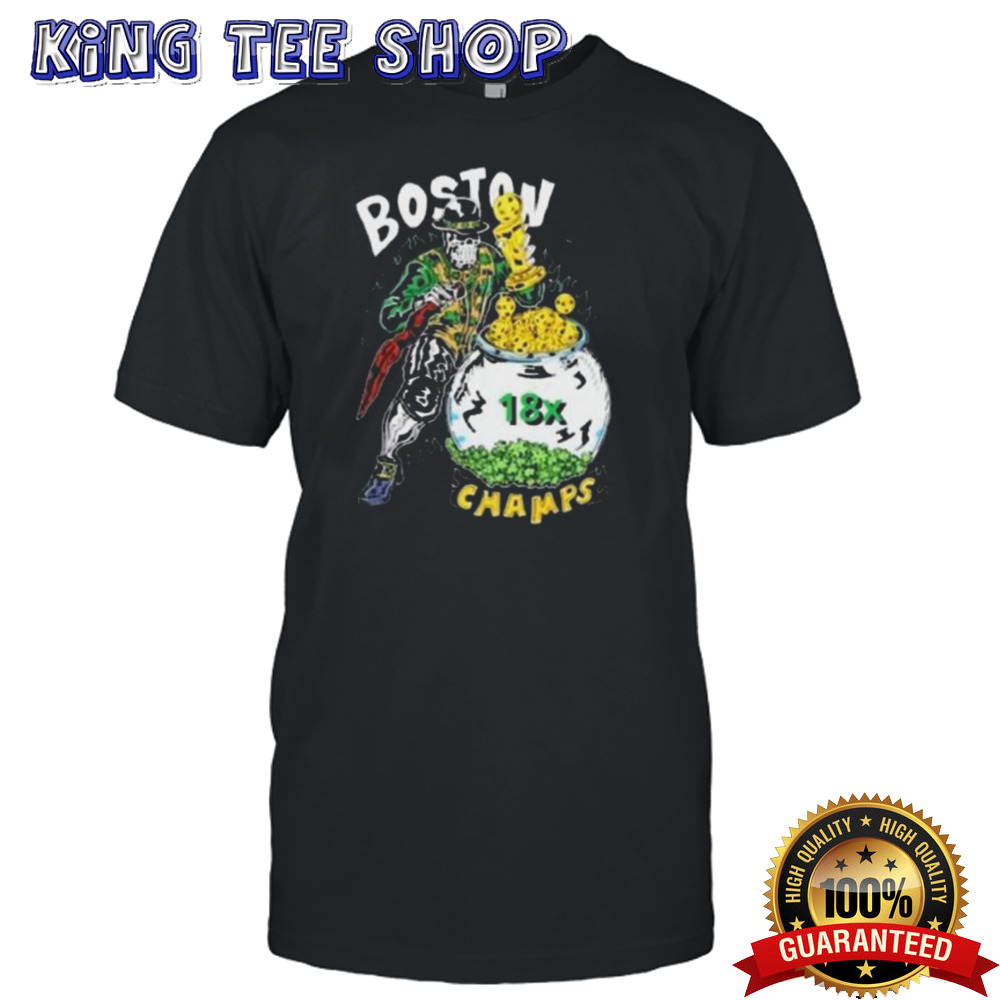 2024 Boston Celtics 18X World Champions Lucky The Leprechaun Pot Of Gold Boston 18 NBA Titles Bean Town Shirt