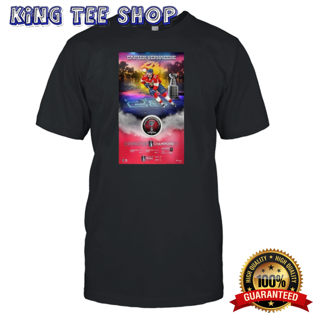 Carter Verhaeghe Florida Panthers 2024 Stanley Cup Champions Framed Hockey Shirt