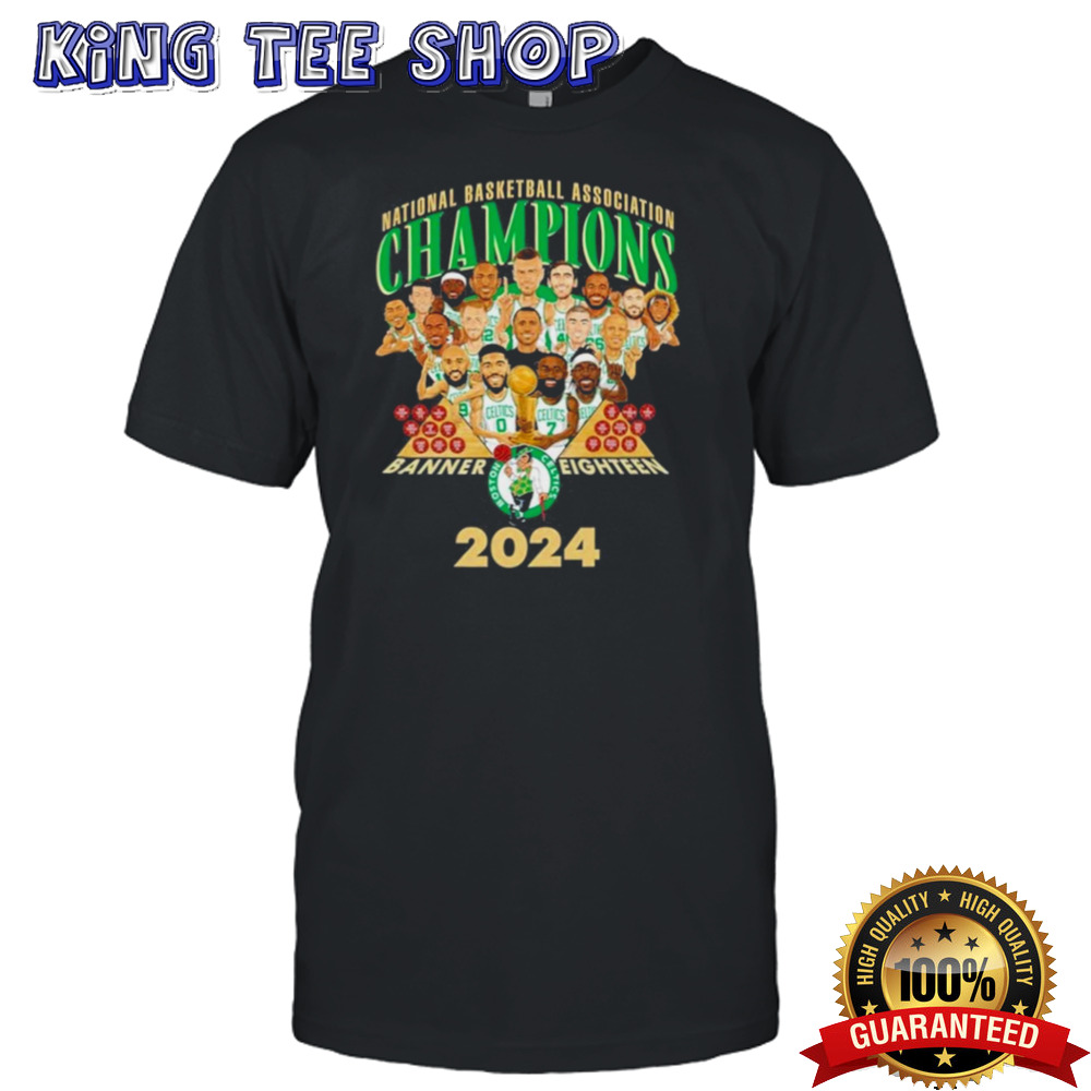 Boston Celtics Champs Cartoon Banner Eighteen 2024  shirt