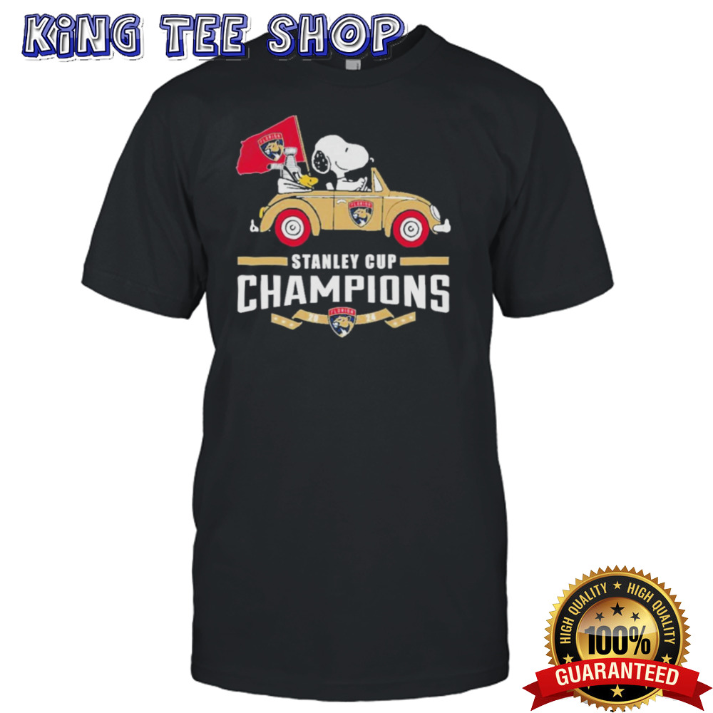 Peanuts Snoopy And Woodstock On Car Florida Panthers Stanley Cup 2024 Champions shirt