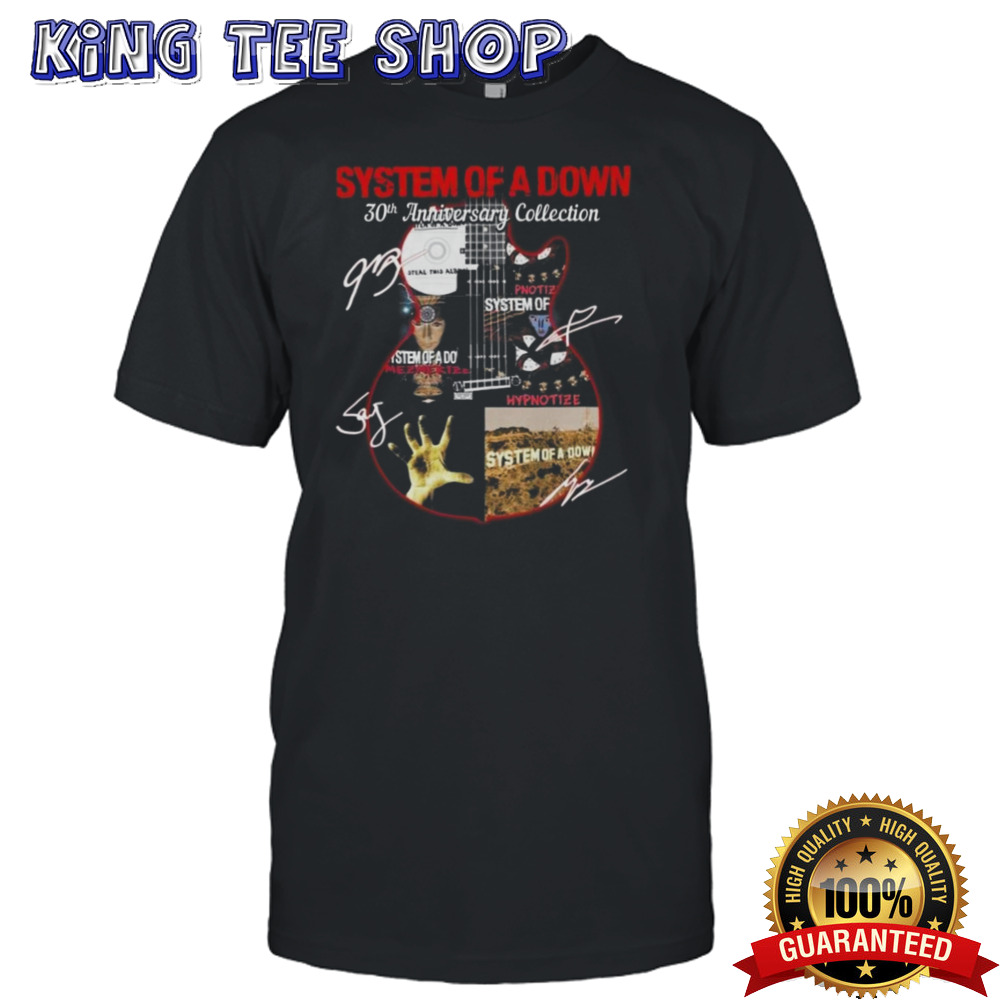 System Of A Down 30th Anniversary Collection Guitar Signatures T-shirt
