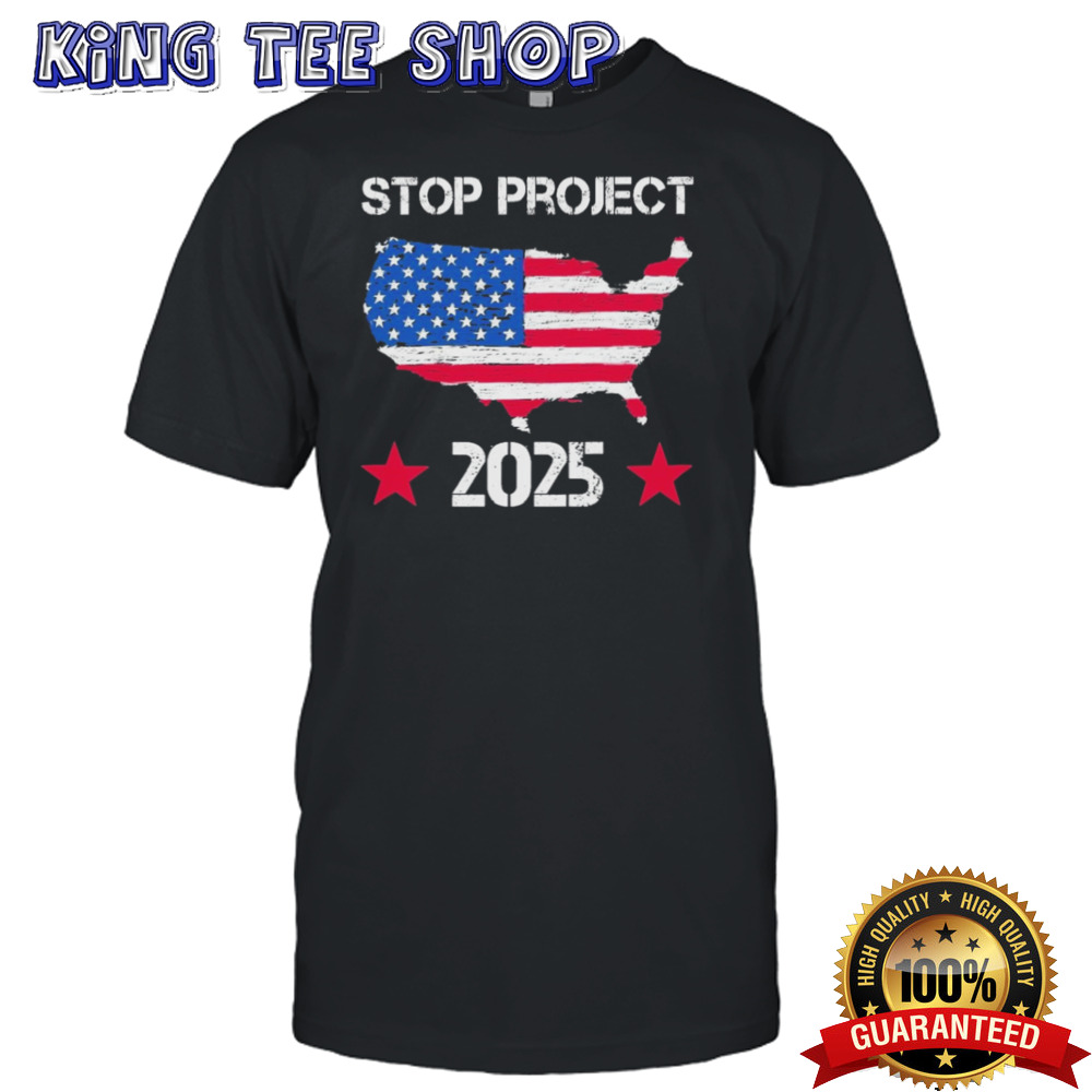 Stop Project 2025 American Flag Vintage Distressed T shirt