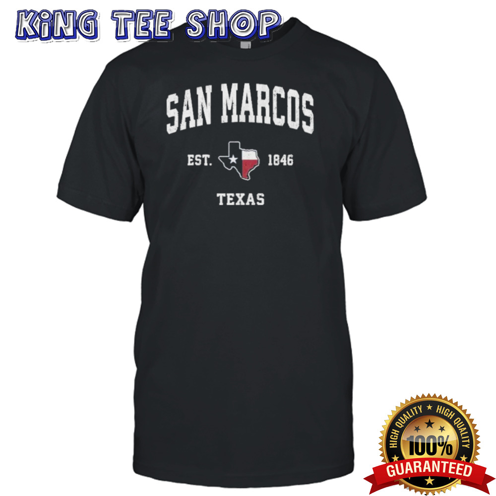 San Marcos Texas Tx Vintage State Flag Sports Design Shirt