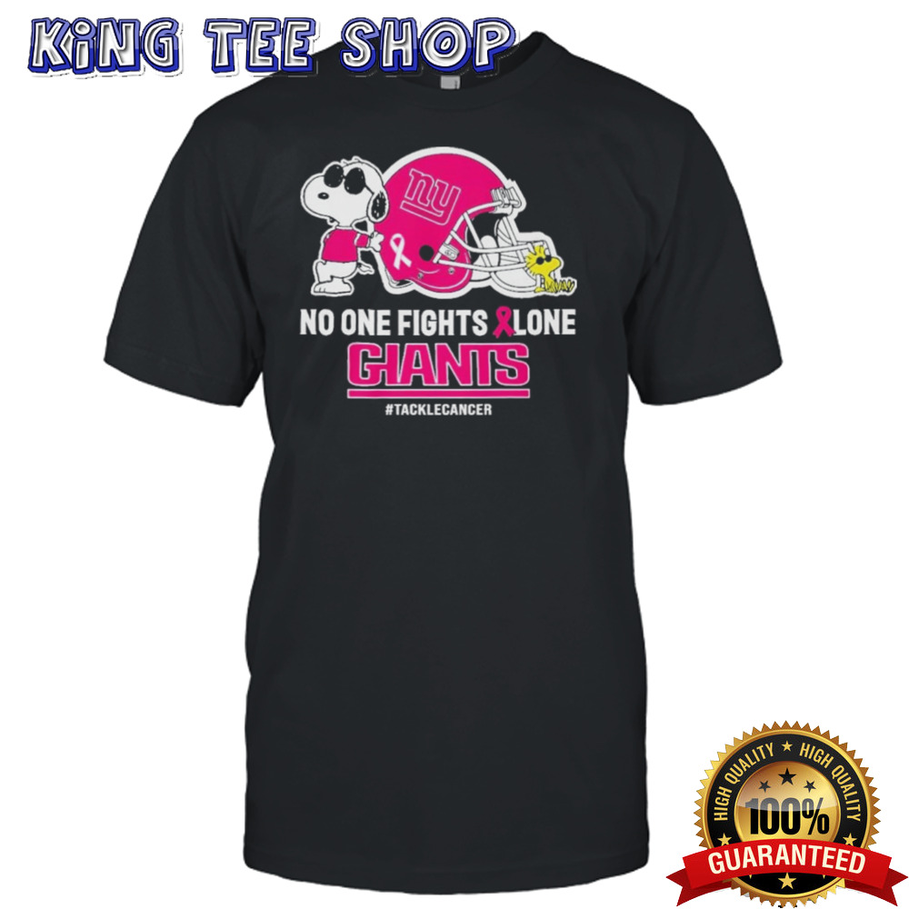 Peanuts Snoopy And Woodstock No One Fights Alone New York Giants #Tackecancer Shirt
