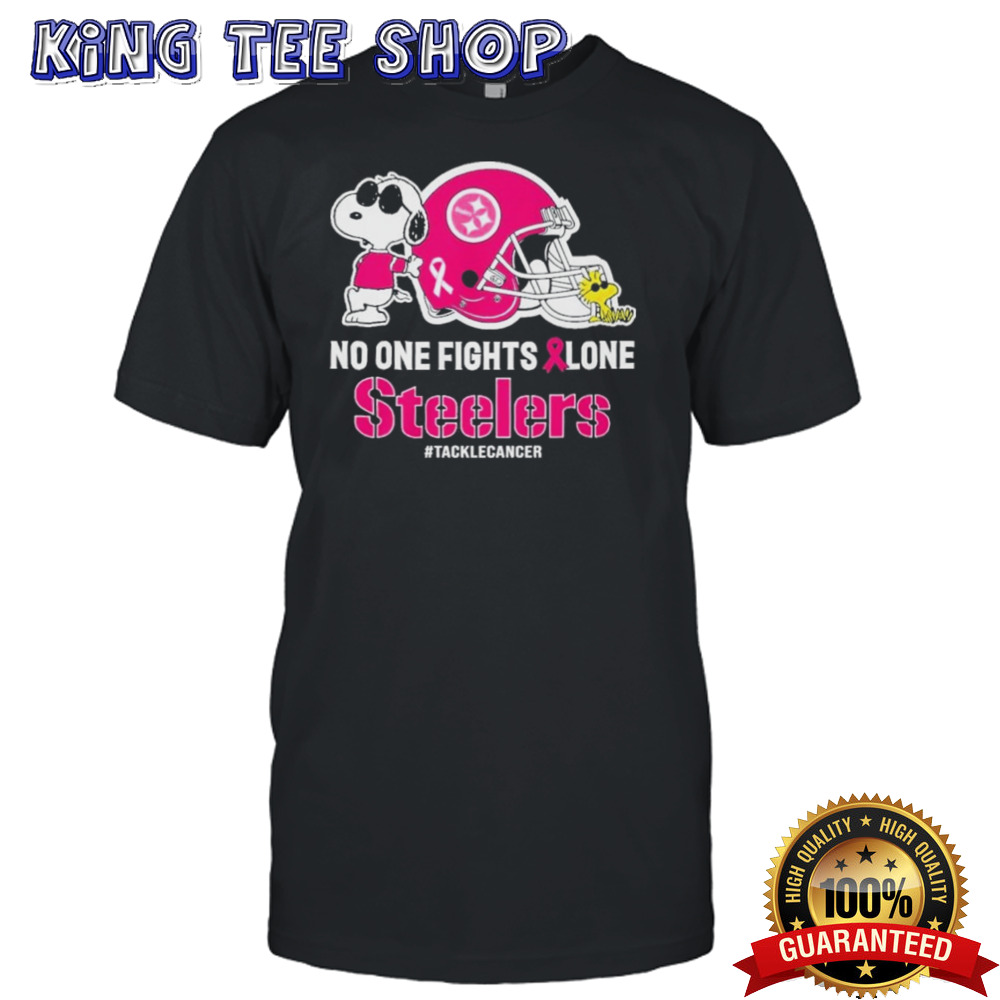 Peanuts Snoopy And Woodstock No One Fights Alone Pittsburgh Steelers #Tackecancer Shirt