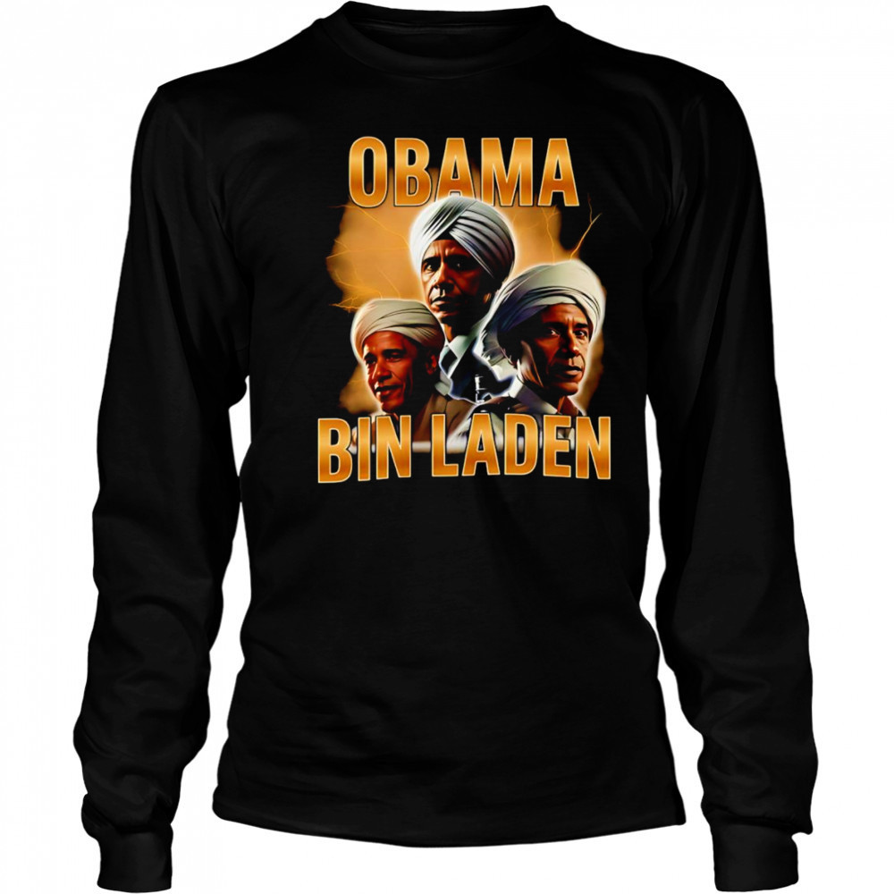 Obama Bin Laden funny retro shirt Long Sleeved